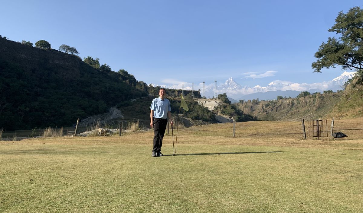 Harry Cloke at the Himalayan Golf Course, Pokhara